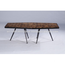 Industrial Vintage Block Wood Hexa Coffee Table